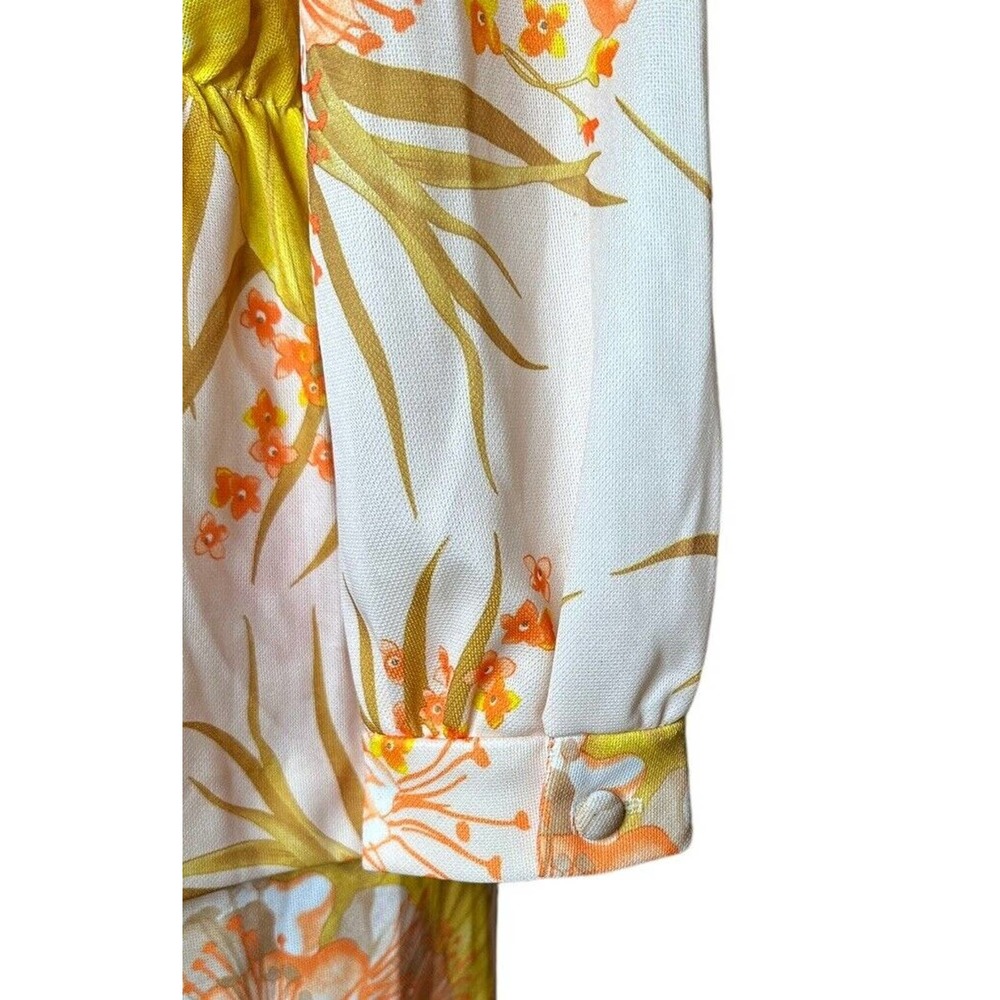 Vintage 70s 2 Piece Maxi Dress and Jacket Womens Mod Floral Tropical Stretch 16 - Picture 8 of 16